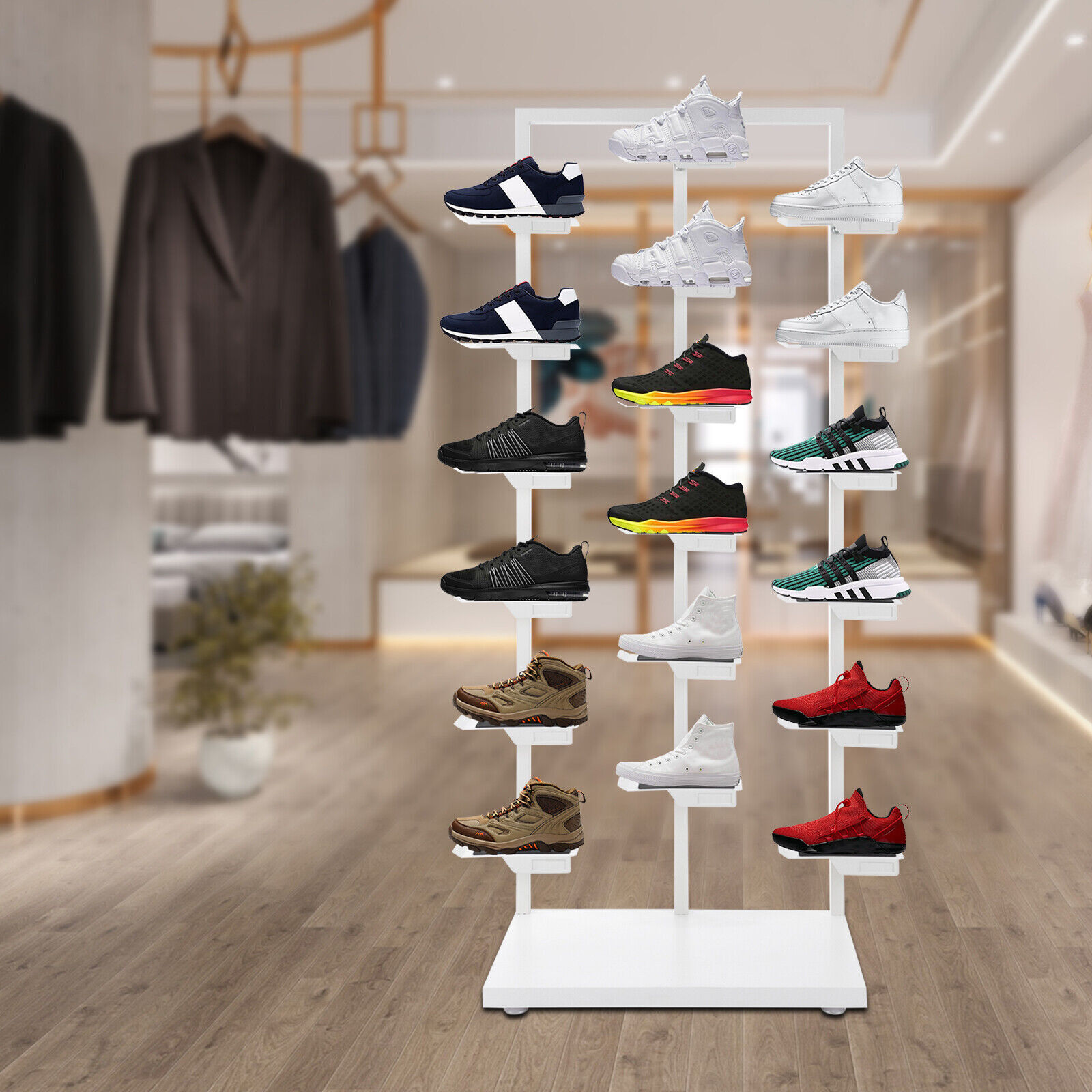 Three-post Single-sided Shoe Rack Stackable Commercial Shoe Rack Display Cabinet