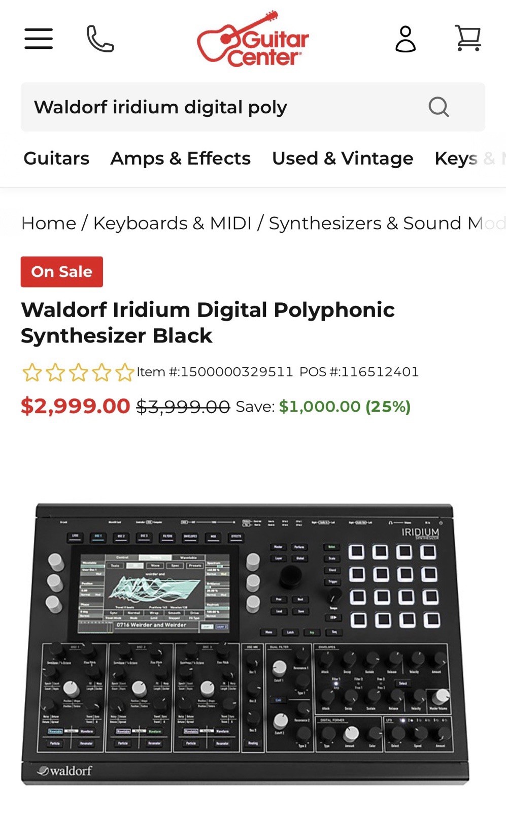 Waldorf Iridium Digital Polyphonic Desktop Synthesizer Module w/ Display Screen