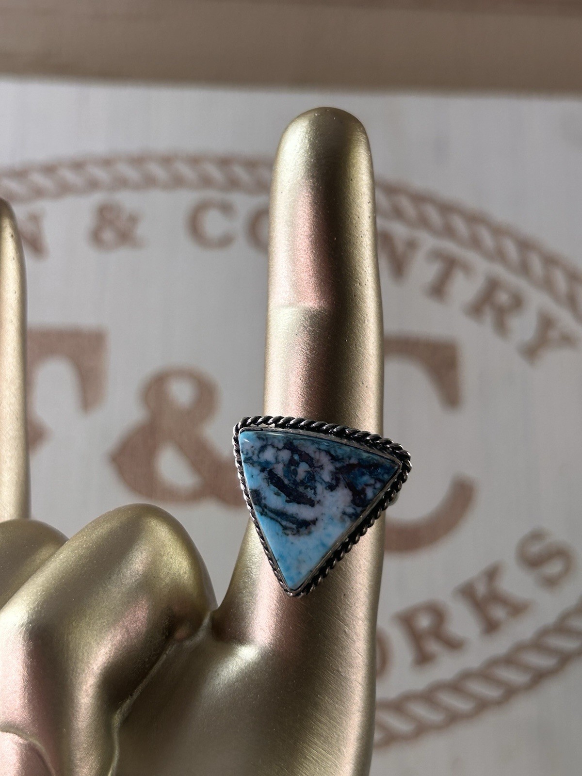Native American Inspired Handmade Genuine Azurite Statement Ring (9)