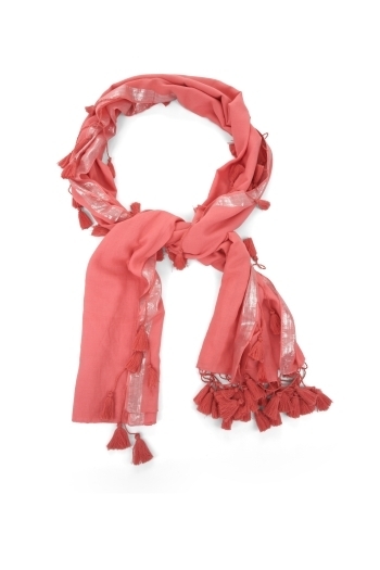 NEW BCBG MAXAZRIA SILK PINK TASSEL SCARF SIZE OS