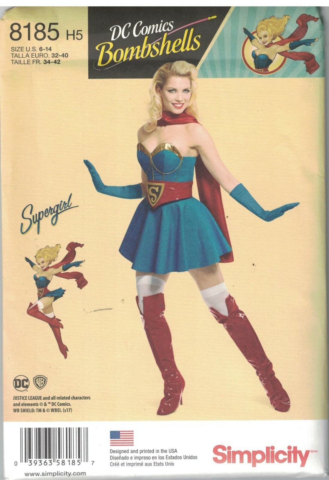 8185 UNCUT Simplicity Sewing Pattern Misses DC Comics Supergirl Costume sew oop