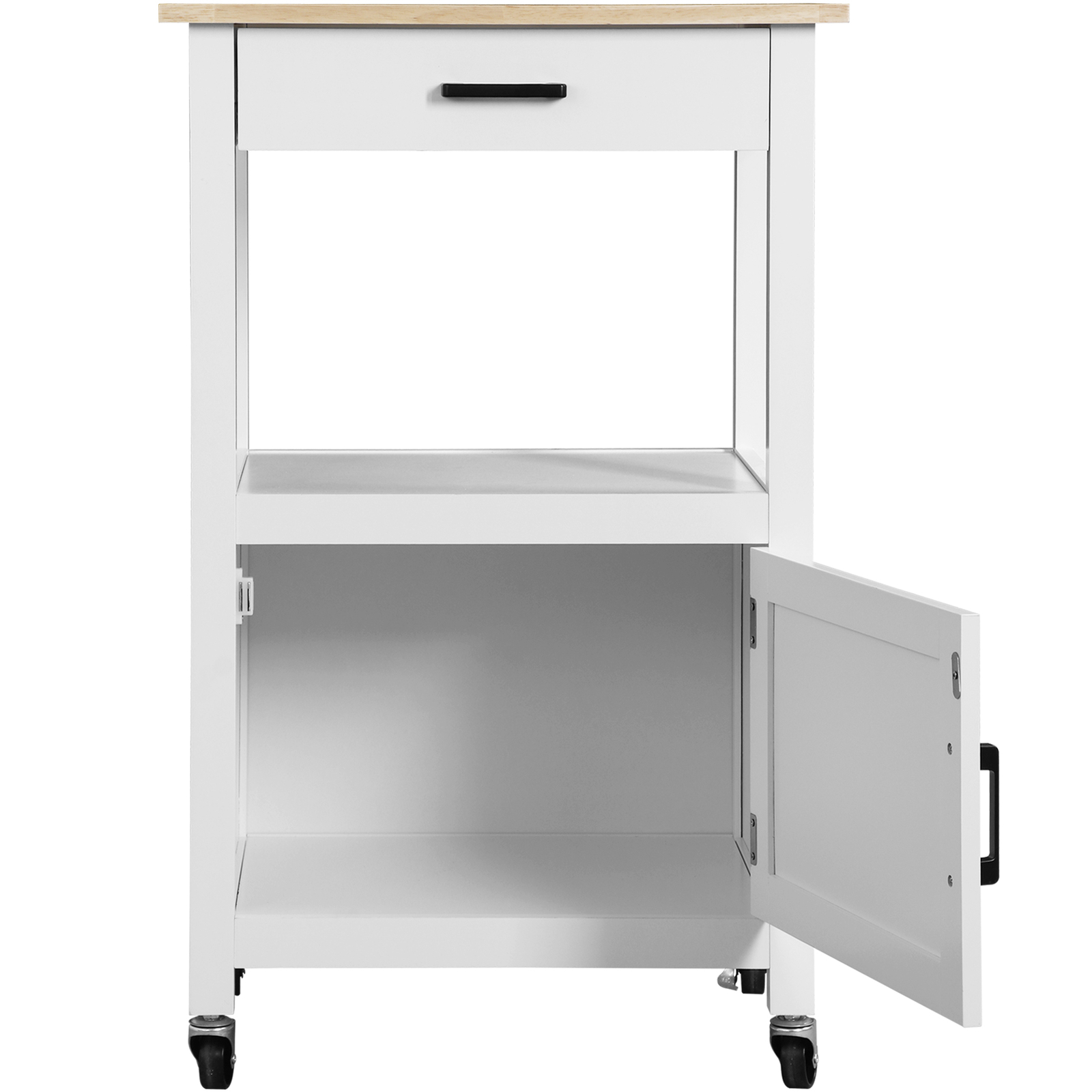 Rolling Kitchen Island Storage Shelf with 3 Side Hooks Drawer on Swivel Wheels