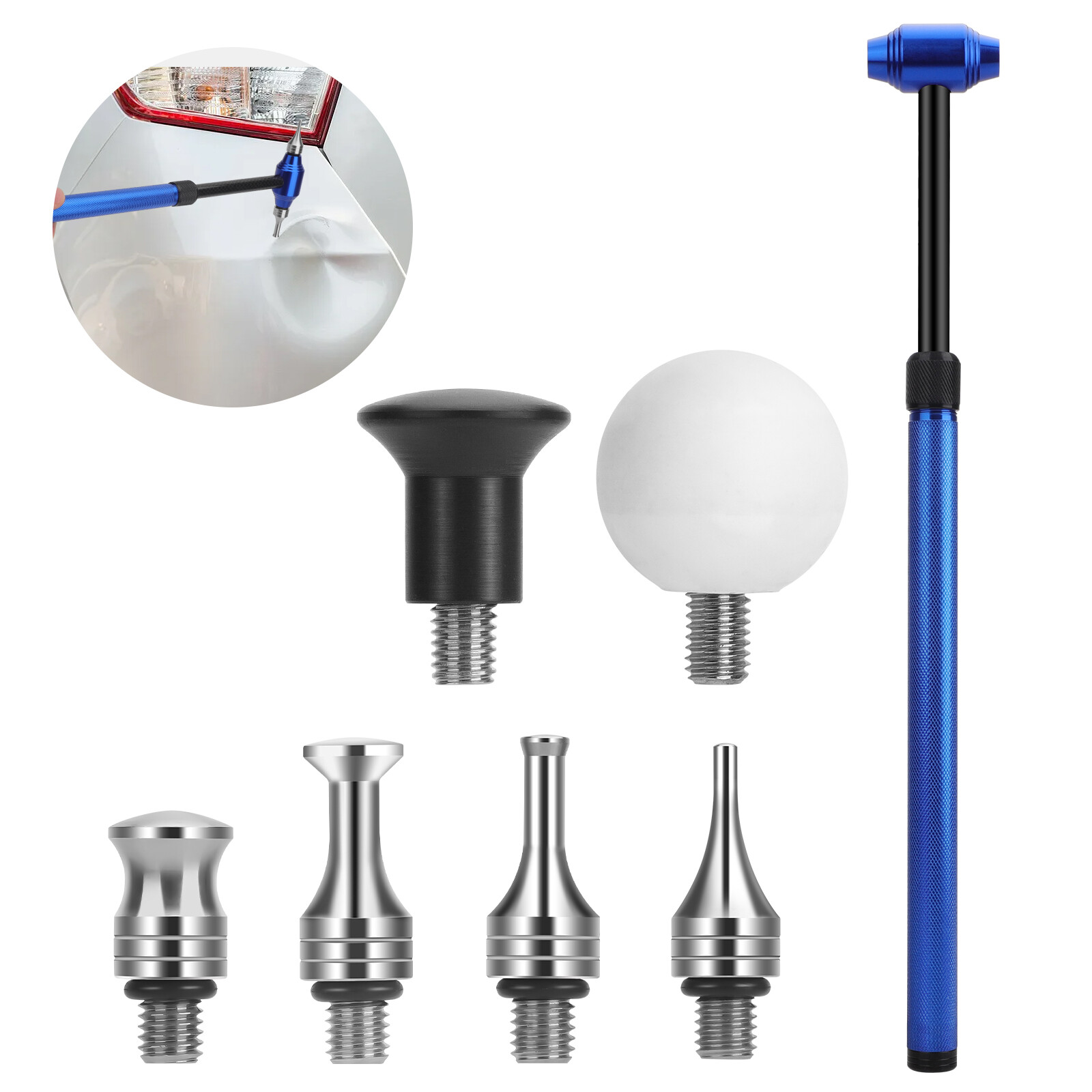 Retractable Paintless Dent Repair Hammer Puller Lifter Dent Hail Removal Kit