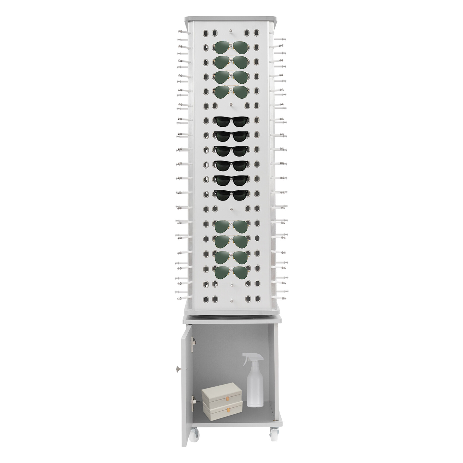 152pcs Eyeglass Display Stand with Box Floor Stand 4 Sides Holder Sunglass Rack