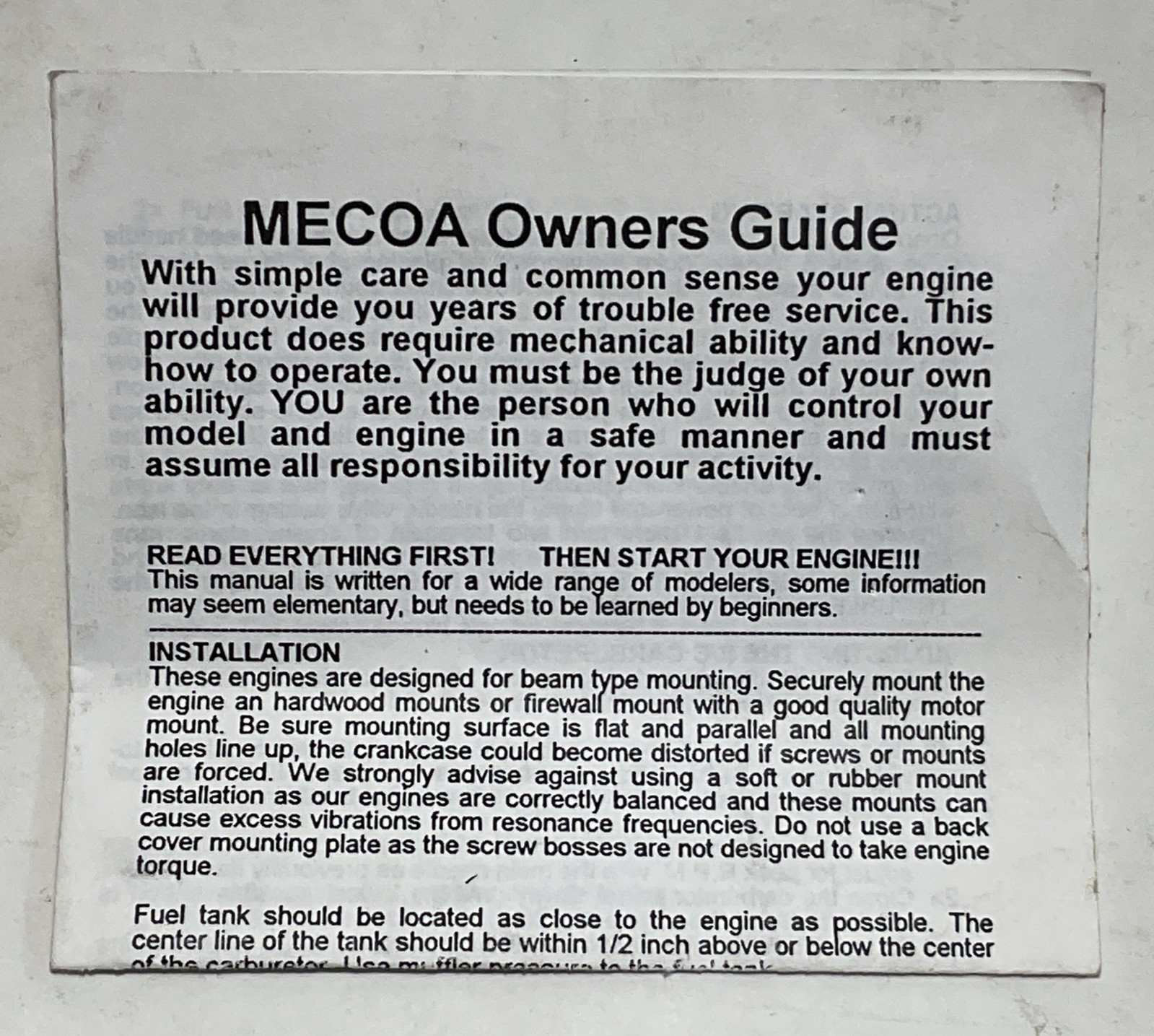 Mecoa, 46, R/C, Model, Airplane, Engine