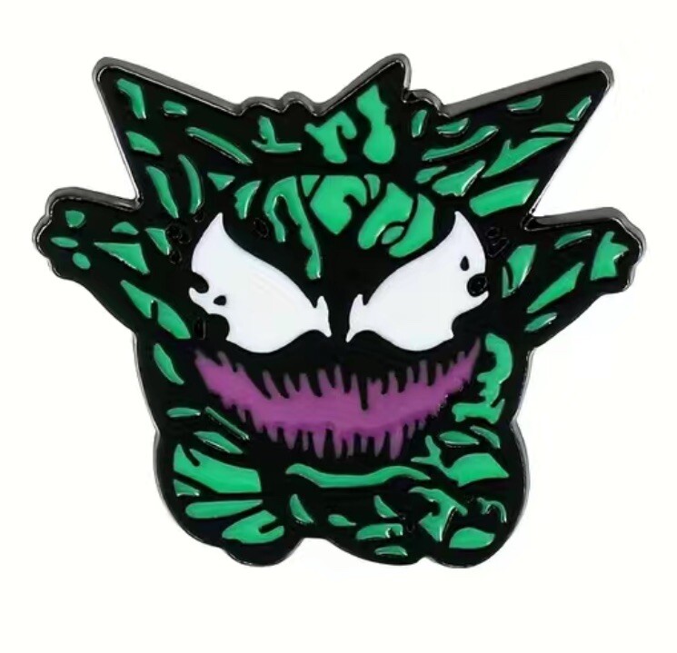 Pokemon Gengar Venom Marvel Custom Enamel Pin Brooch Nintendo Anime