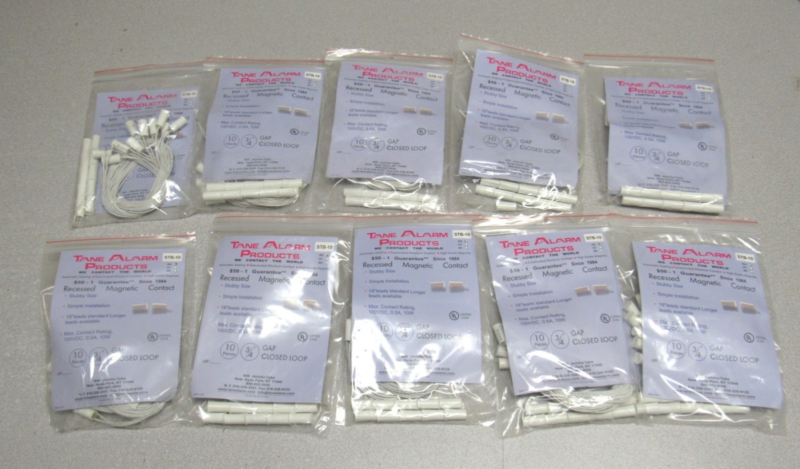 100 Tane Alarm STB-10 WH Stubby Recessed Contacts with Magnets