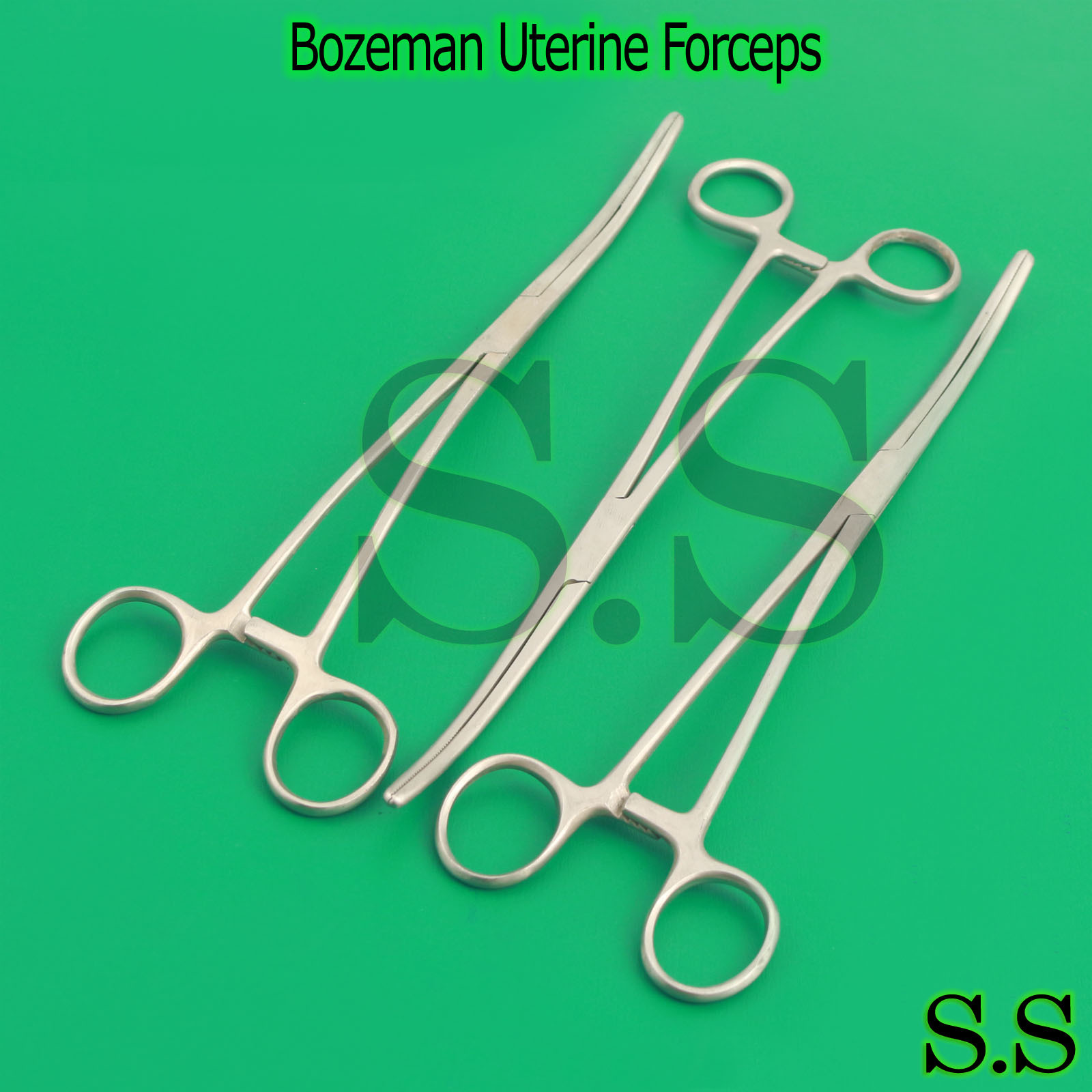 5 BOZEMAN Uterine Forceps 10" CURVED Surgical INSTRUMENTS ECONOMY GRADE