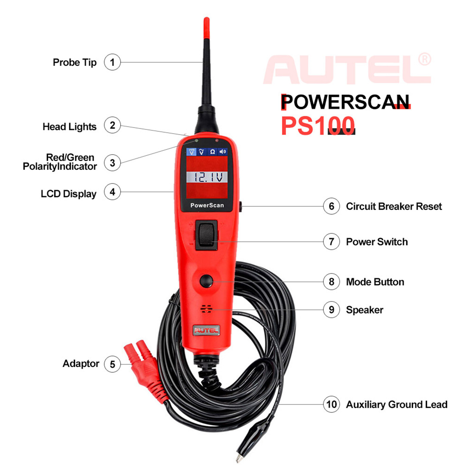 Autel PowerScan PS100 Electrical System Diagnosis Test Light Circuit Tester Tool