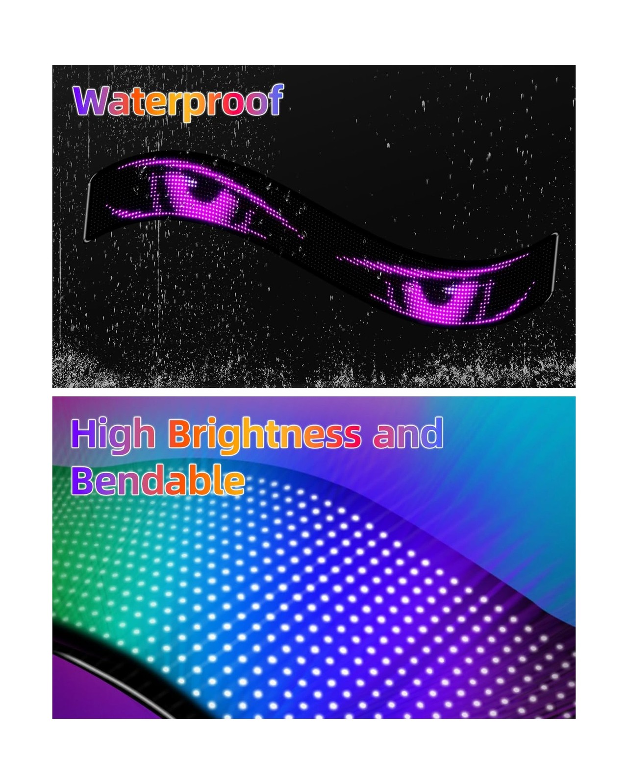 52"*7.5" Large Programmable Soft LED Sign, Flexible Easy Install,Pre-Made Ani...