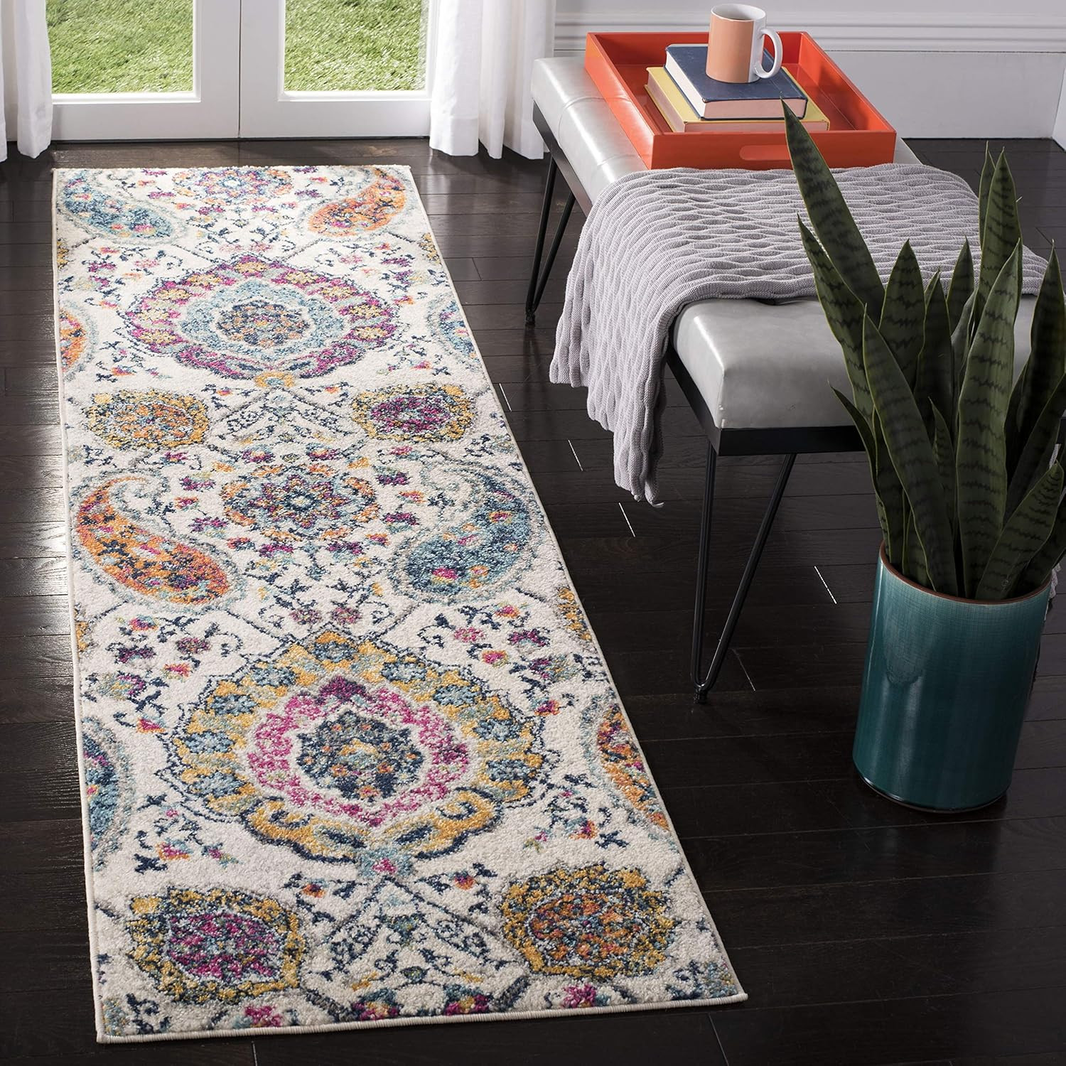 Madison Collection Runner Rug - 2'3" X 6', Cream & Multi, Boho Chic Glam Paisley
