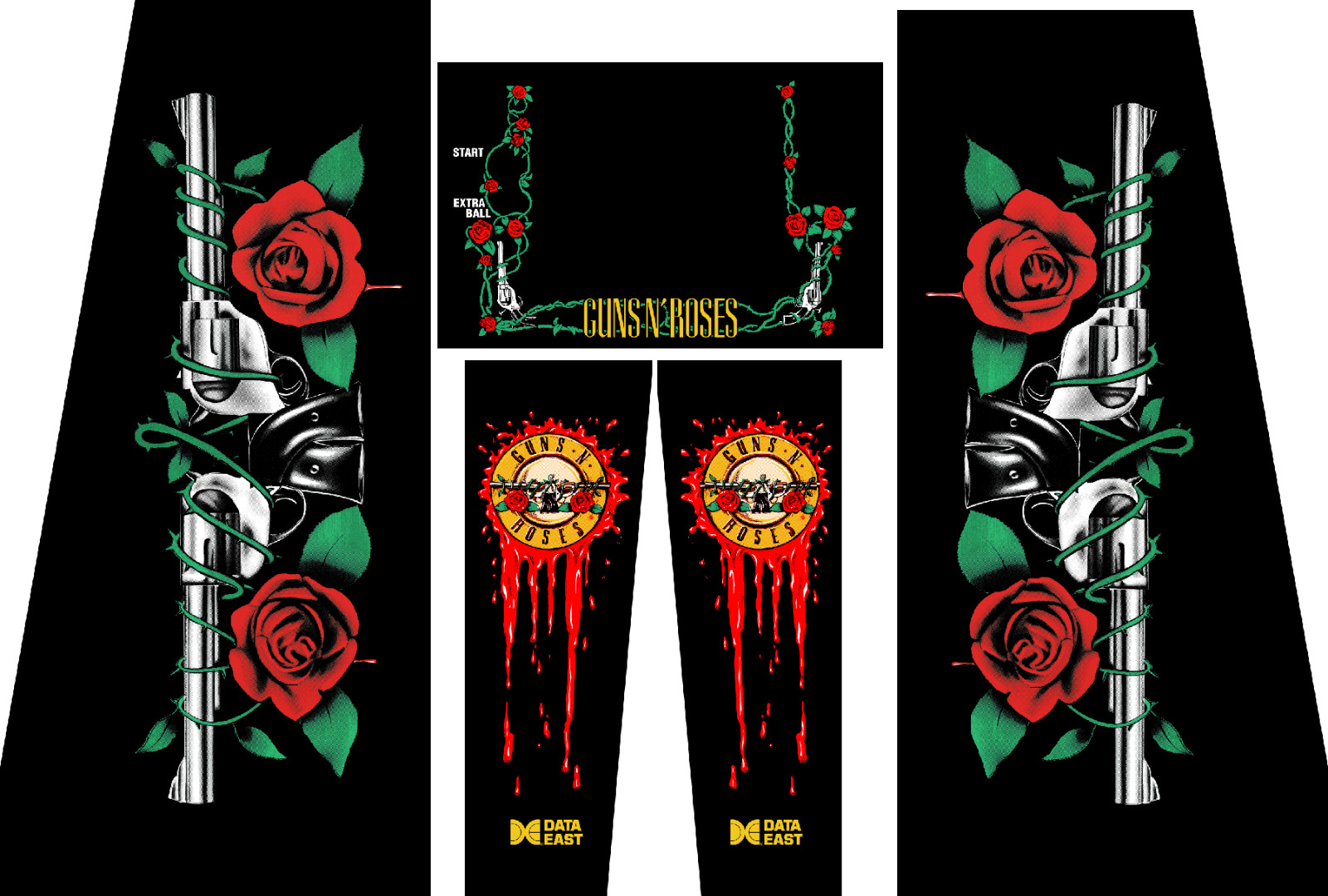 Data East Guns And Roses Guns N Roses Pinball Machine CABINET Decal Set