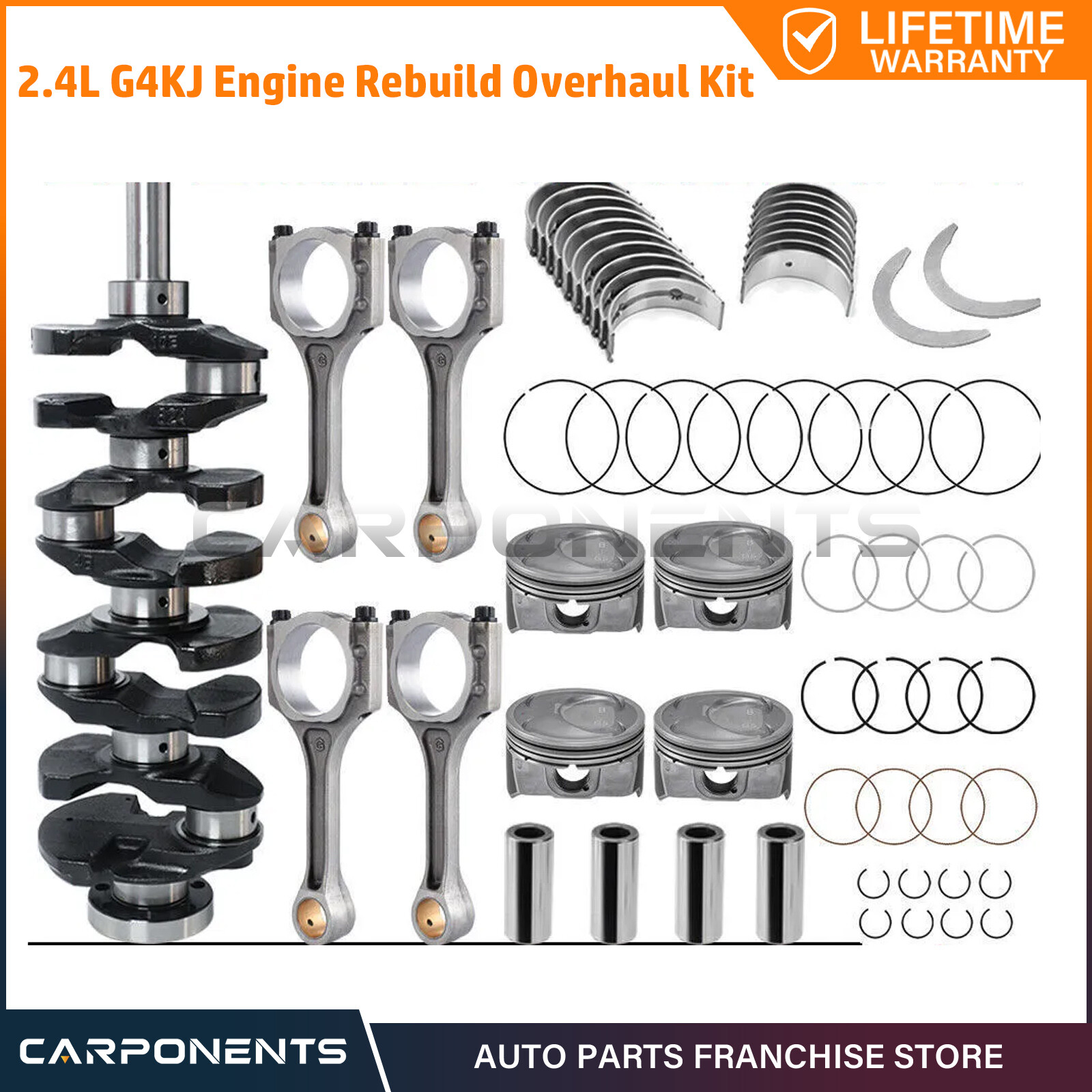 G4KJ Engine Rebuild Crankshaft Rods Pistons Kit Bearing Set For HYUNDAI KIA 2.4L