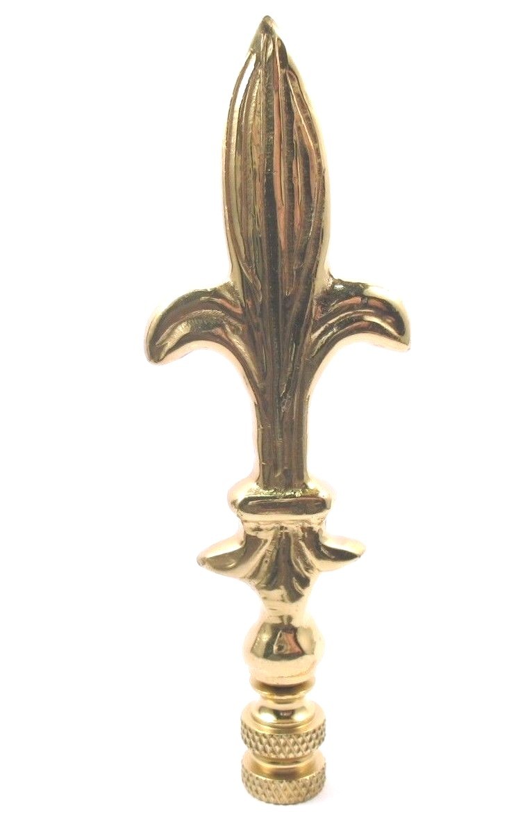 Lamp Finial Tall Solid Polished Brass Fleur-de-Lis Lampshade Finial Topper 583