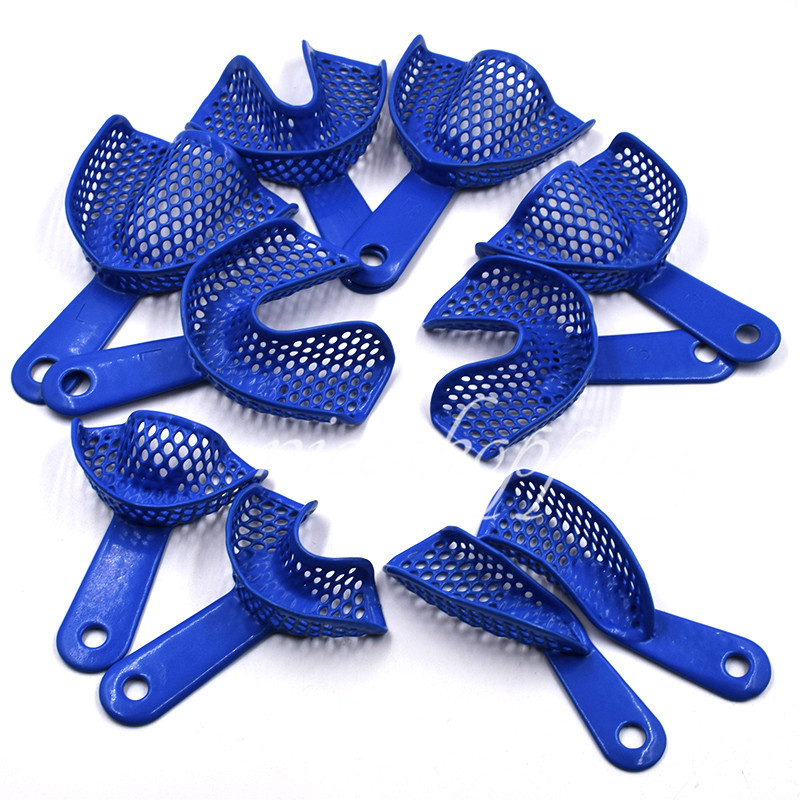 10 Pcs Dental Plastic-Steel Impression Trays Denture Instruments Materials