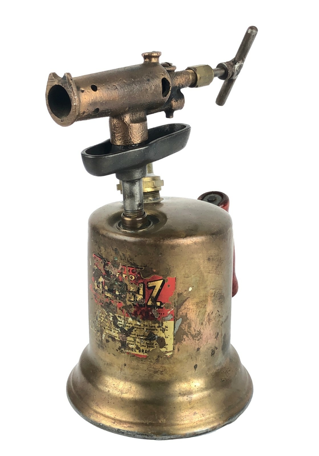 Vintage Otto Bernz Brass Metal Blow Torch Wood Handle Blowtorch