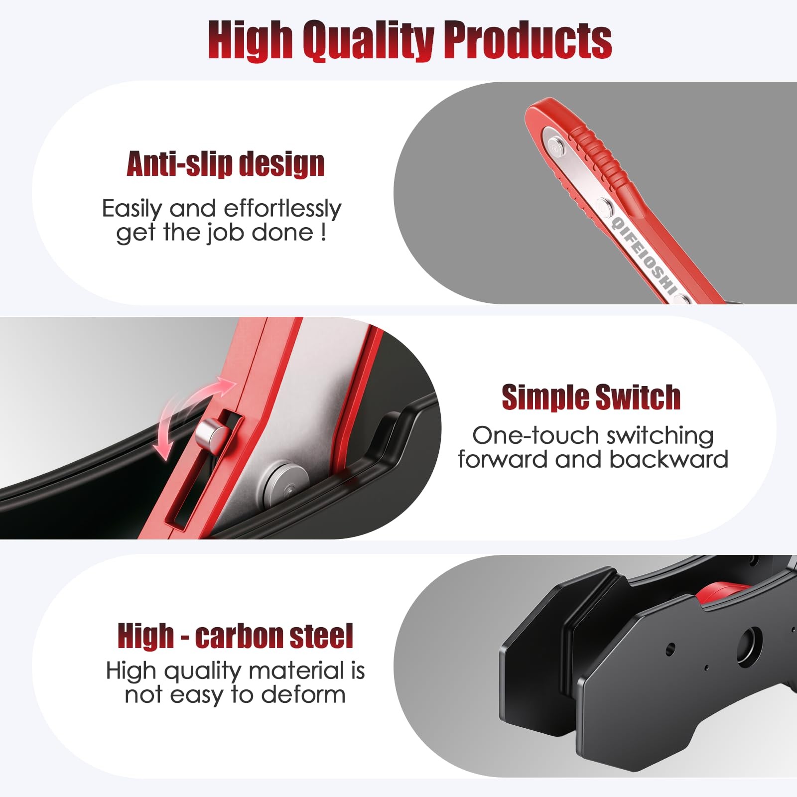Brake Caliper Compression Tool – 360° Ratchet Piston Press, 1 count, Red