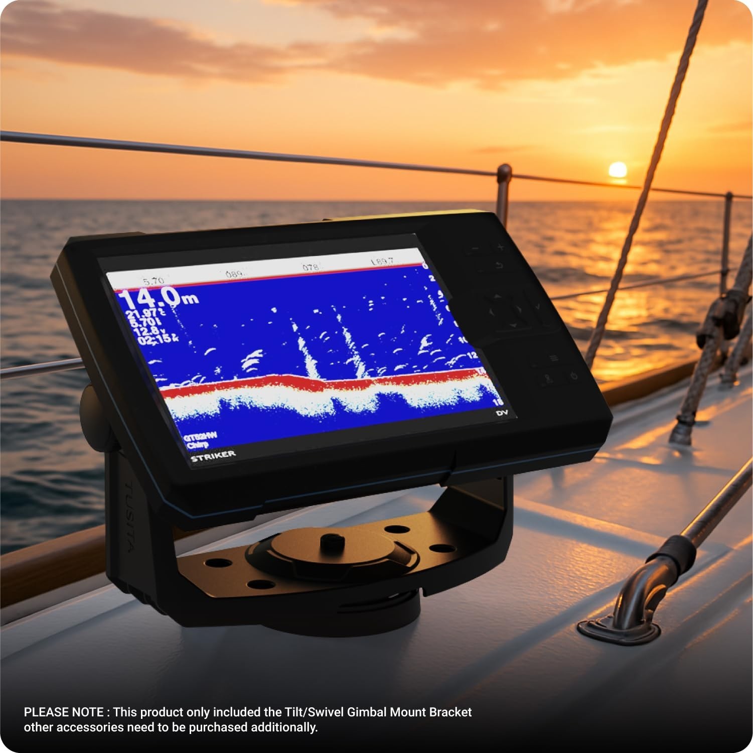 Fish Finder Mount Bracket with Tilt/Swivel Gimbal & Knobs for Garmin 5" 7" Model