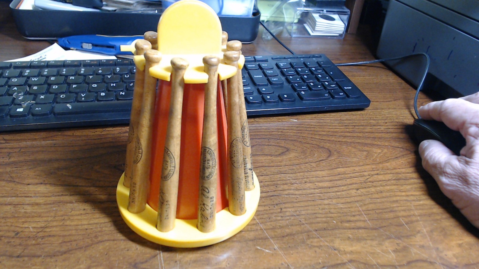 Vintage Autograph Mini Wood Louisville Slugger Baseball Bat Bank All stars Mantl