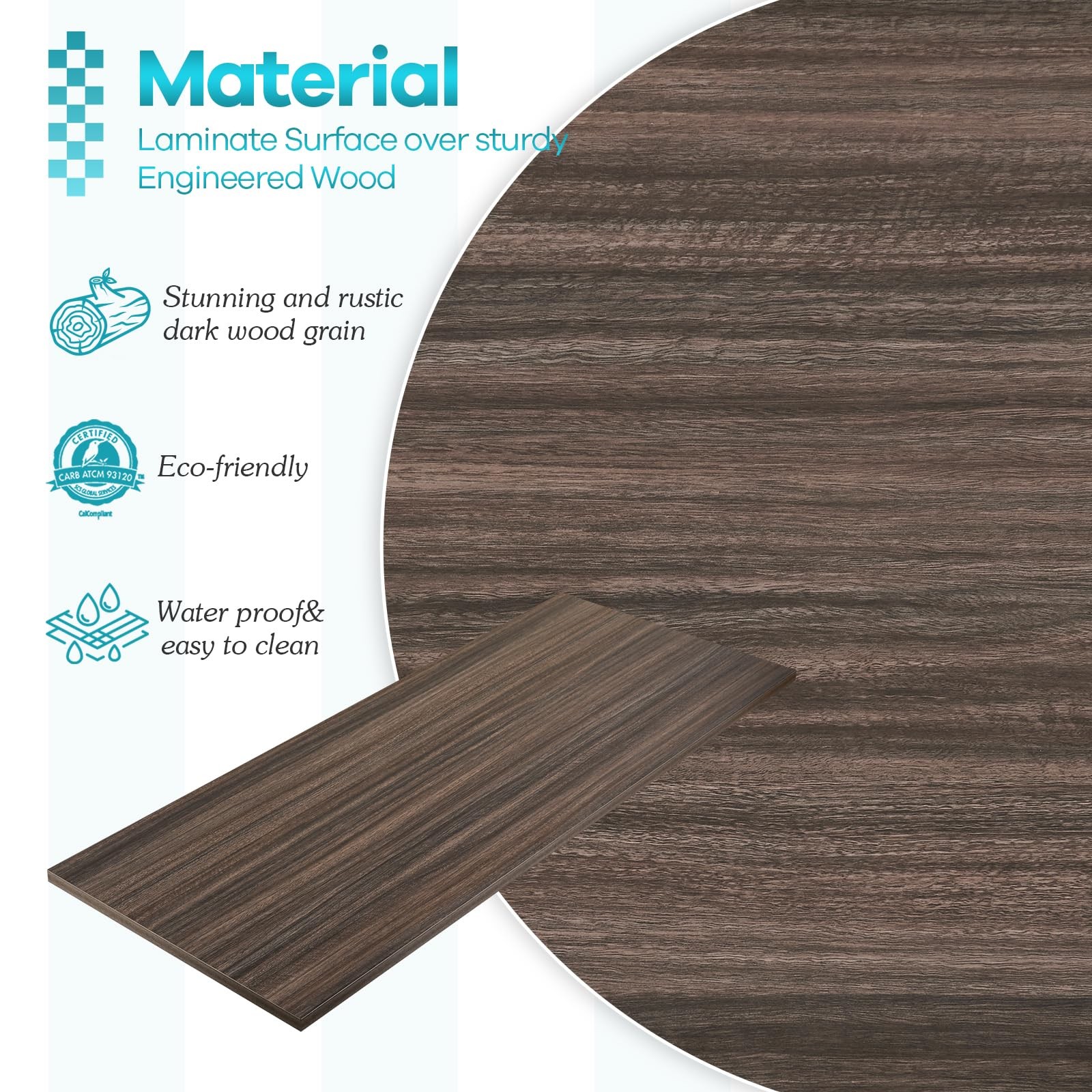 Universal Tabletop 45.67"x23.62", Solid -Piece Melamine Table Top, Double Des...