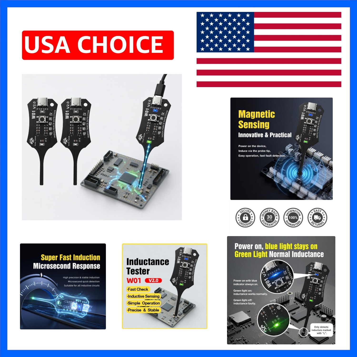 Electromagnetic Inductance Tester 2 Pcs, in-Circuit Inductor Tester, Inductio...