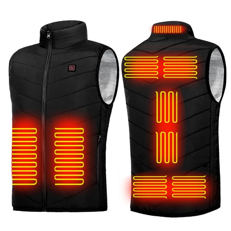 Winter Heated Windproof Electric Warm Vest 9 Heating Zone LightWeight Men Women