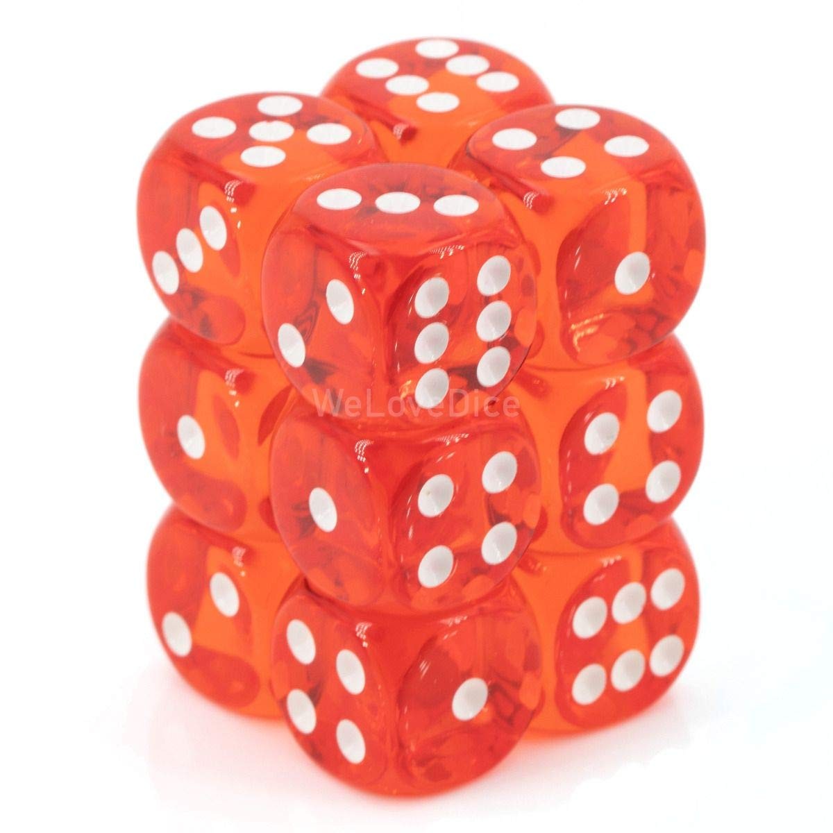 Chessex Manufacturing 23603 16 mm Orange With White Translucent D6 Dice Set Of 1