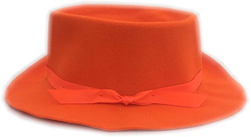 Authentic Rolled Wool Maine Crusher Hat (Blaze Orange, Large (7 3/8))