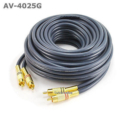 25ft 2-RCA to 2-RCA Gold-Plated Male to Male DJ/Mixer/Stereo System Audio Cable