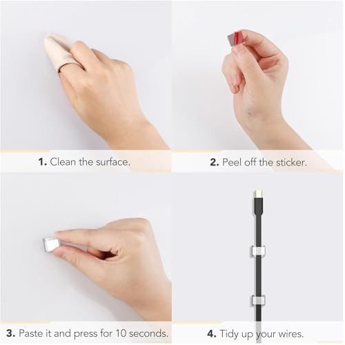 Flat Ethernet Cable Clips Adhesive Wire Clips | Flat Cord Clips 60 PCS Clear