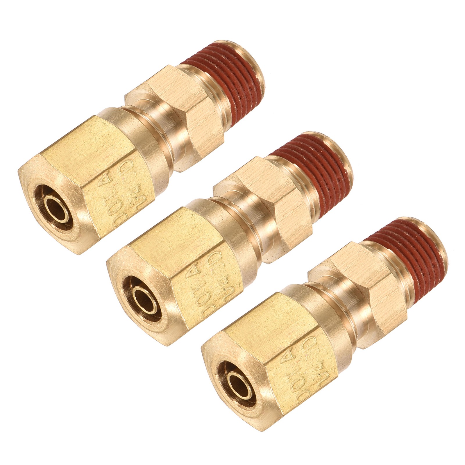 3 Pcs Compression Tube Fitting, Straight Coupling Adapter(Silver,1/8NPT x 1/4)