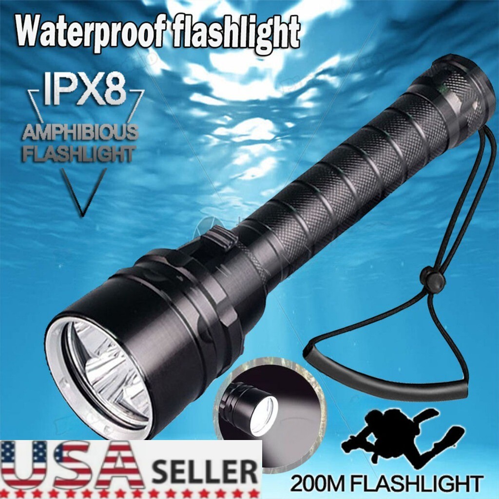 Scuba Diving Flashlight 3000 Lumens Unde Water 100 Meters Waterproof LED Power