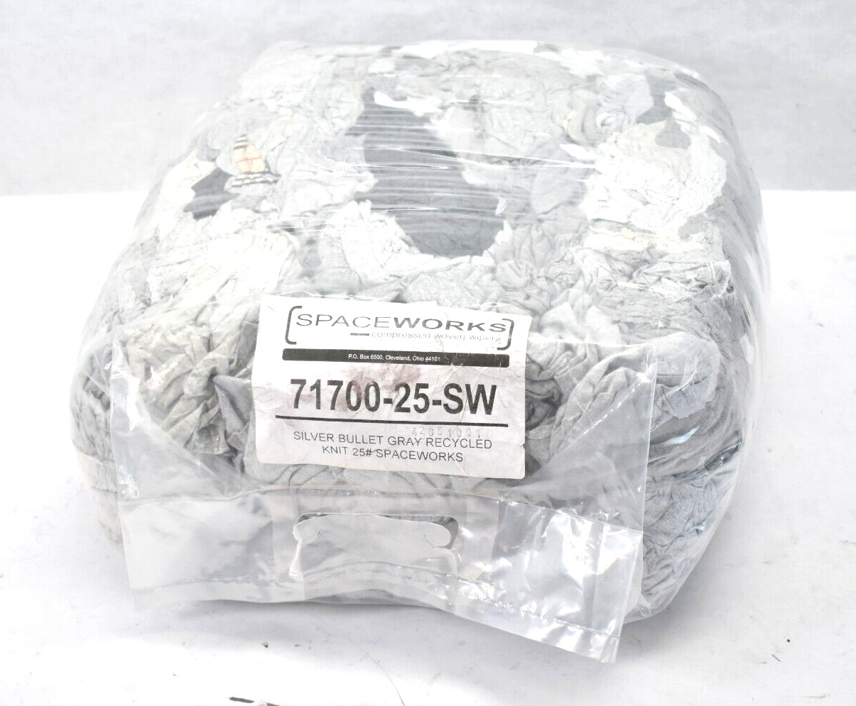 Space Works 71700-25-SW Silver Bullet Gray Recycle Knit Rags 25 lb Pack