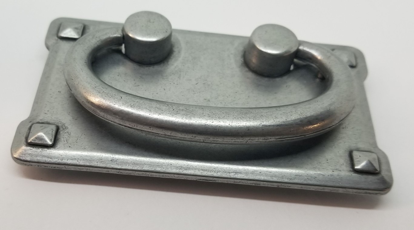 PEWTER SILVER DOUBLE Horizontal Mission Style Drawer Pull patina rustic antique