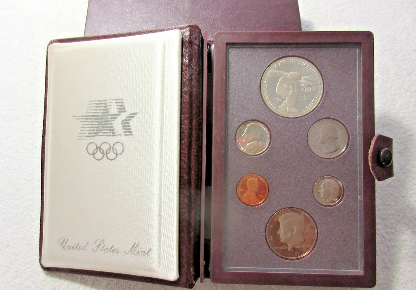 1983 OLYMPIC PRESTIGE PROOF SET US MINT 90% SILVER 6 COINS  w/ BOX ~ NO COA
