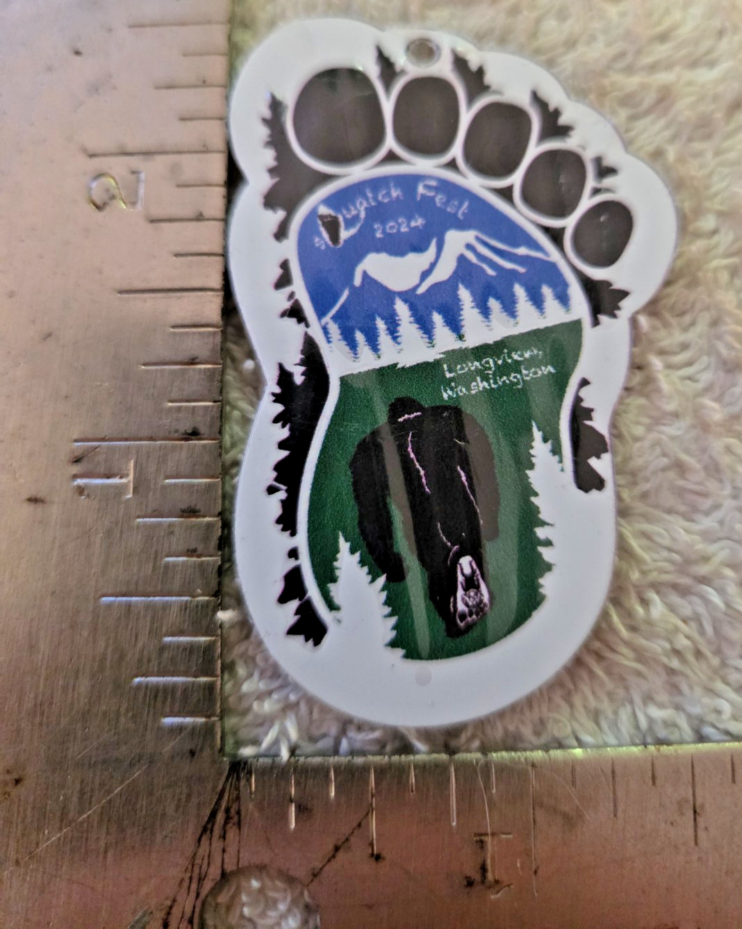 Squatch Fest 2024 Bigfoot Medallion Souvenir Ornament Longview WA VETERAN OWNED