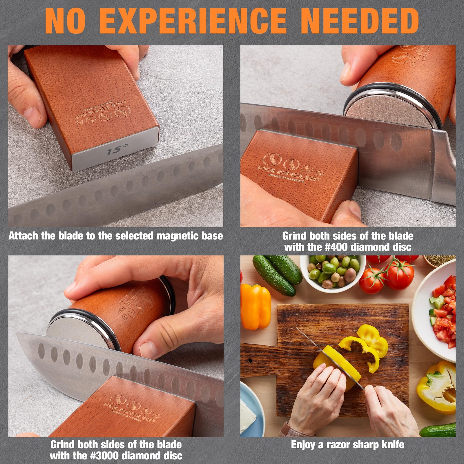 Rolling Sharpener Kit for Kitchen – Chef Sharpening Tool with 15° & 20° Magne...