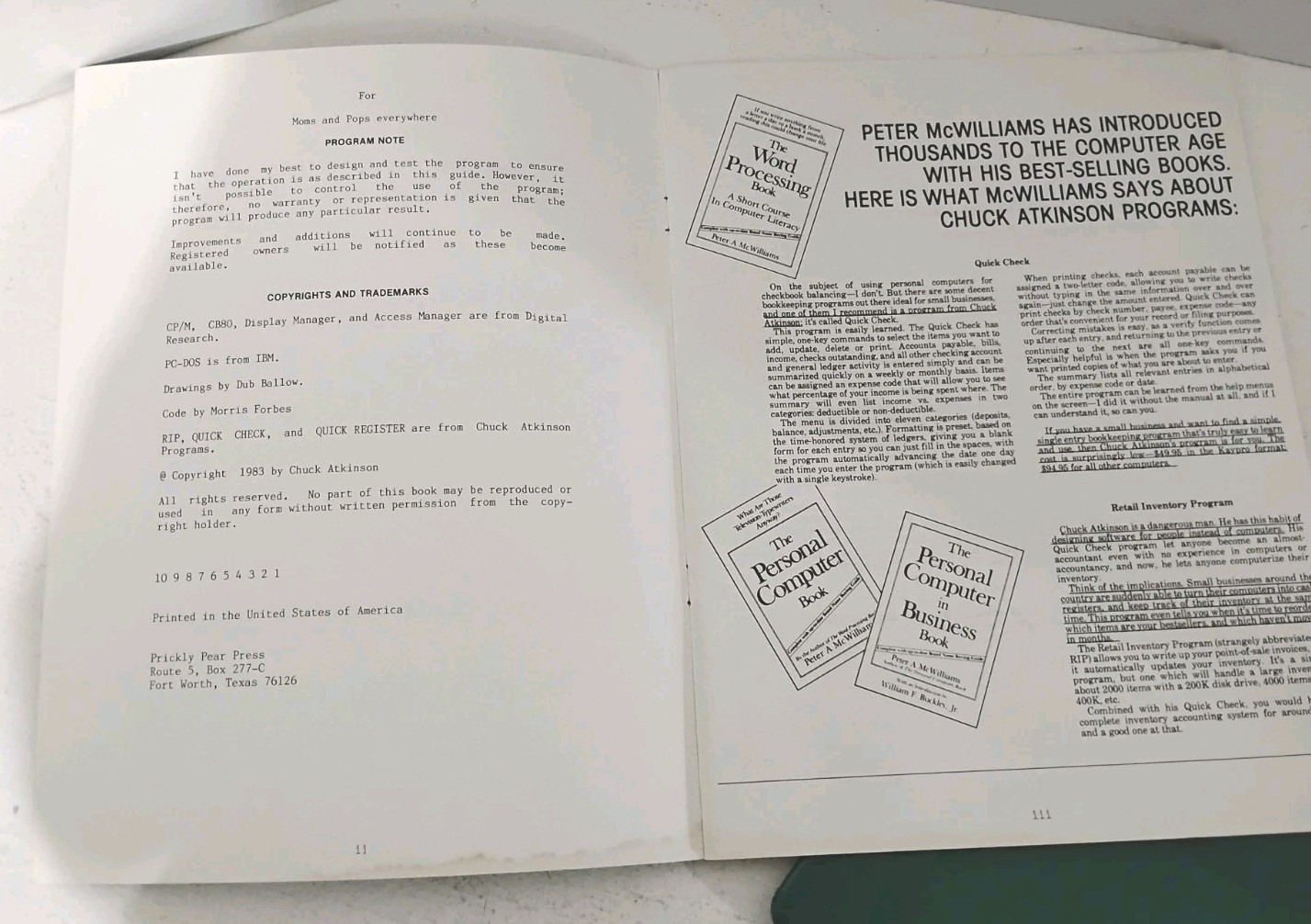 Retail Inventory Program RIP 1983 Chuck Atkinson + Manuals & 6 Disks Kaypro CP/M