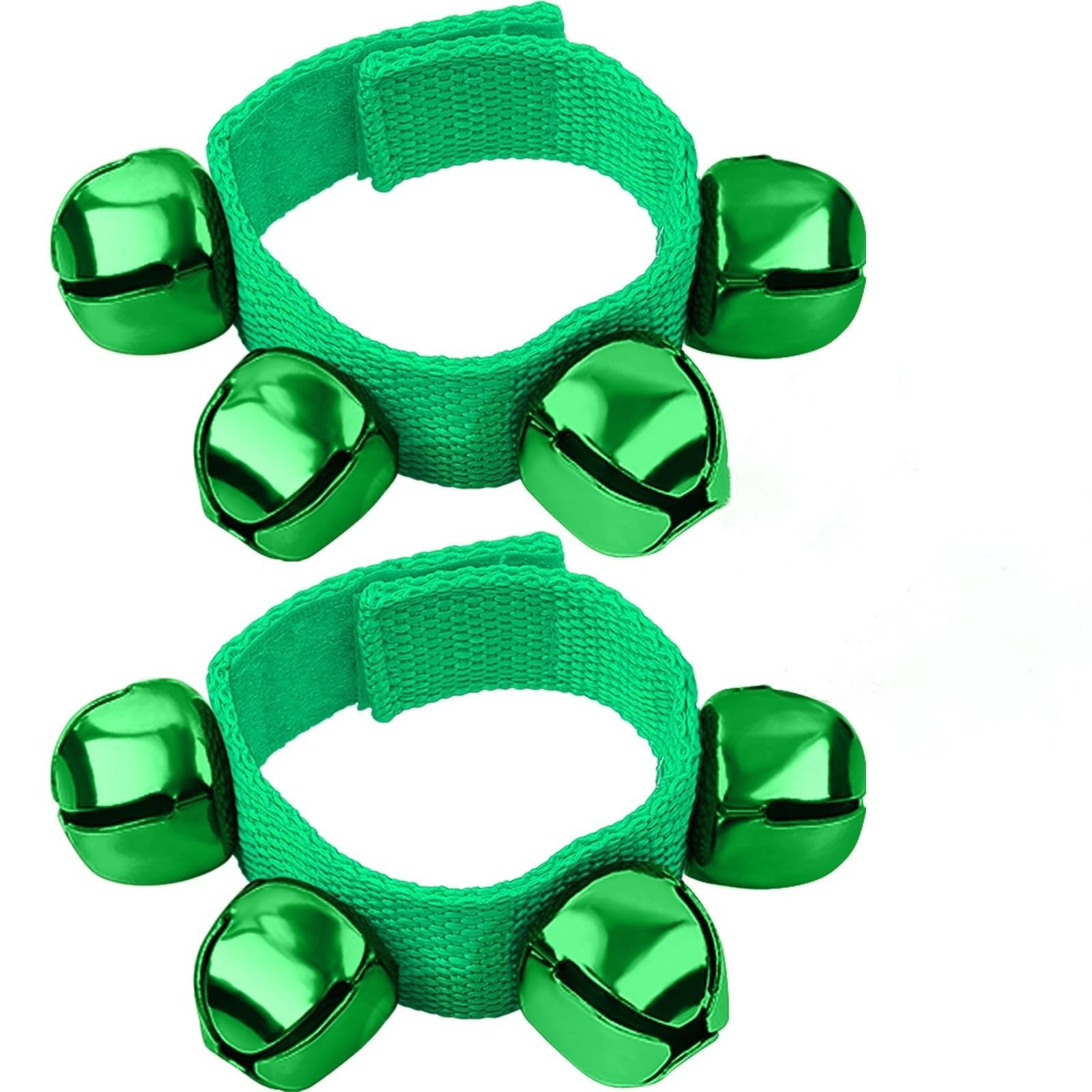 Augshy 2 Packs Christmas Wrist Bells, Green Hand Jingle Bells Bracelets