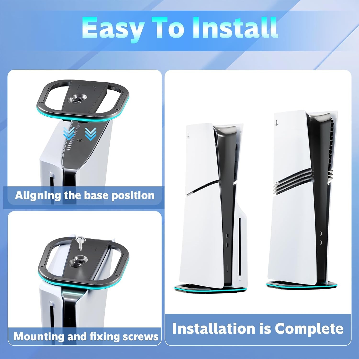 RGB LED Vertical Stand for PS5 with Mounting Screw