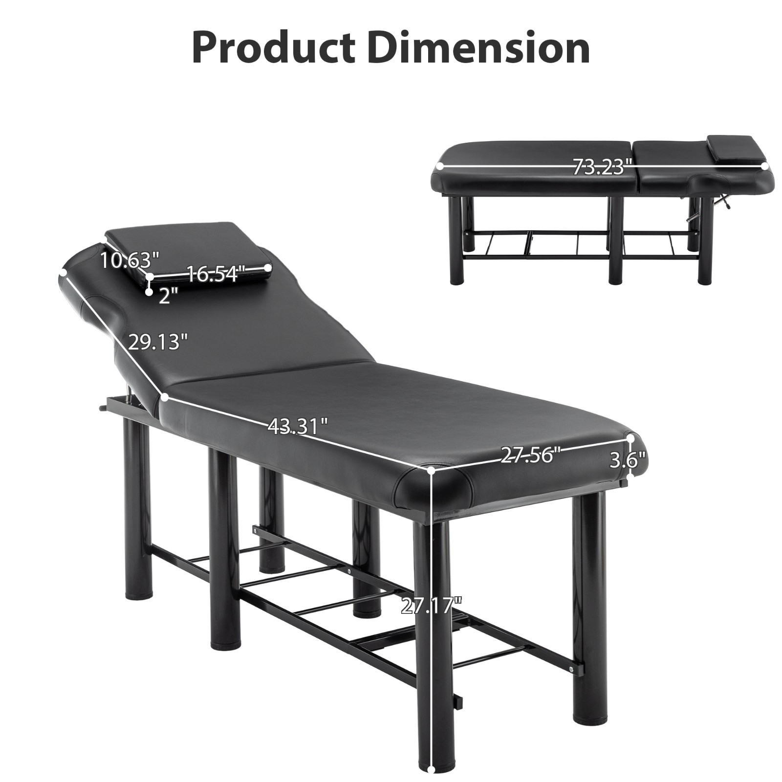 Professional Massage Table with Memory Foam, Adjustable Backrest & Headrest