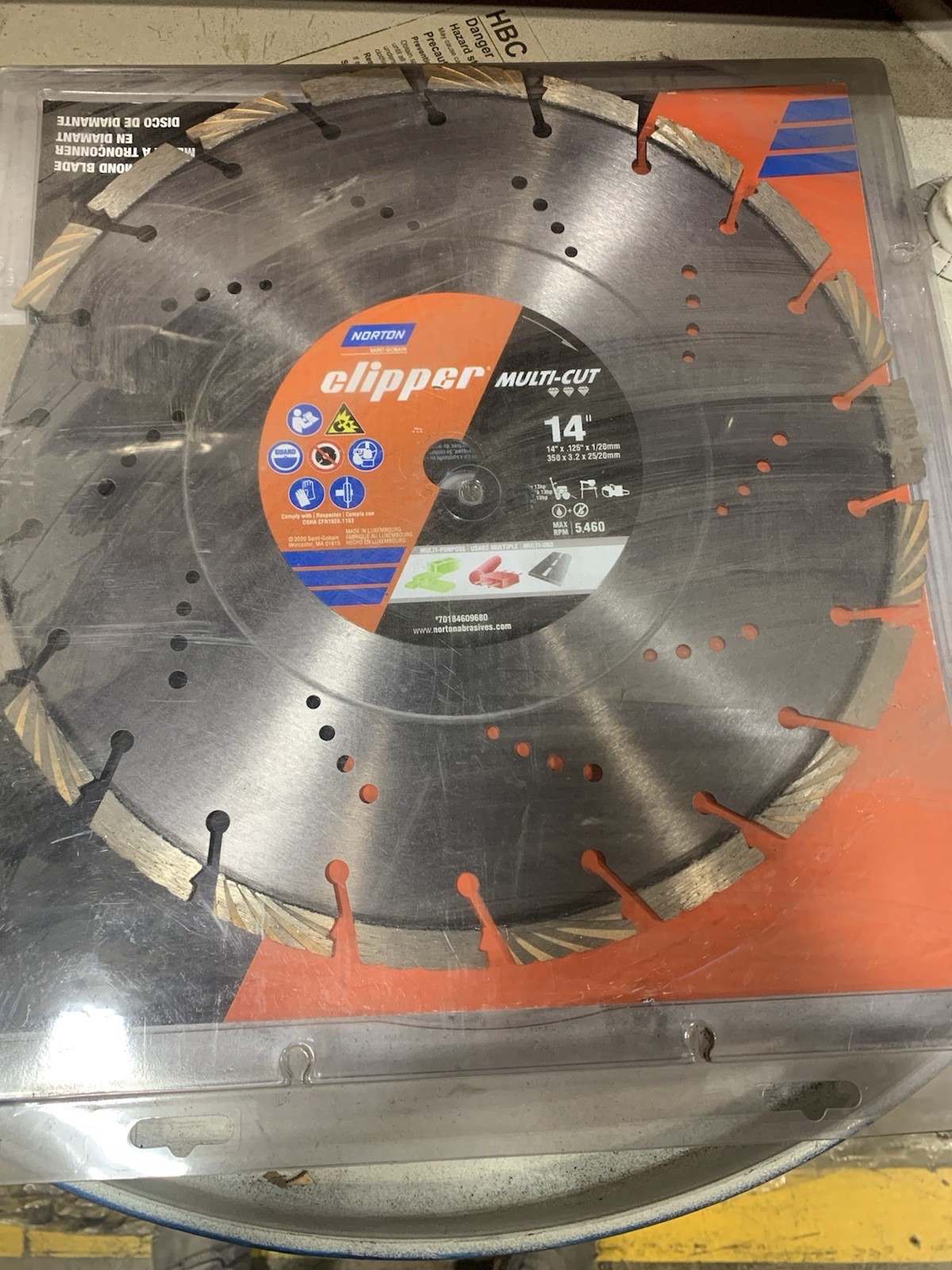 Norton Clipper 14" Multi-Purpose Diamond Saw Blade 70184684547 upc-701846845472