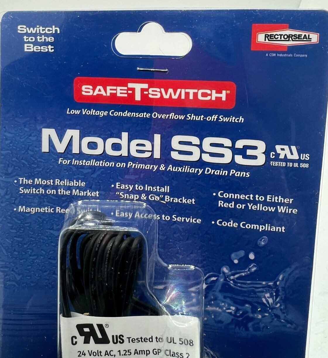 Rectorseal Safe-T-Switch Model SS3 Low Voltage Condensate Overflow Shut-Off