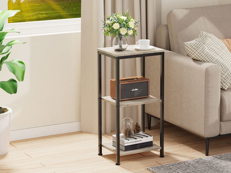 3 Tier End Table, Tall Nightstand for Small Spaces, Tall Side Table with
