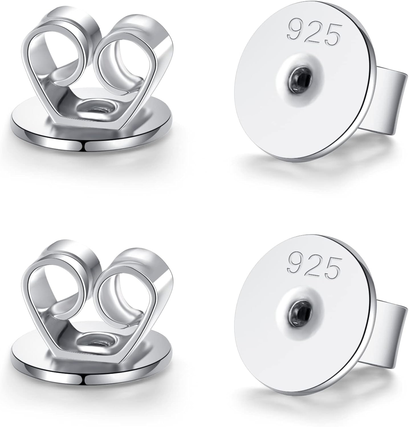 Sterling Silver Earring Backs for Studs Pierced Secure Flat Earrings Backs Repla