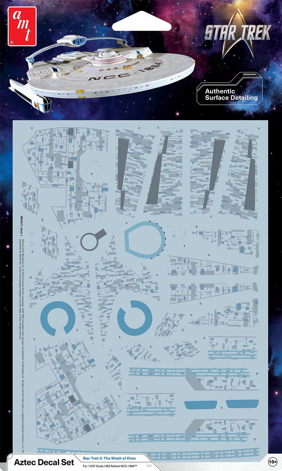 AMT MKA071 1:537 Star Trek: Wrath of Khan U.S.S. Reliant Aztec Decal Set