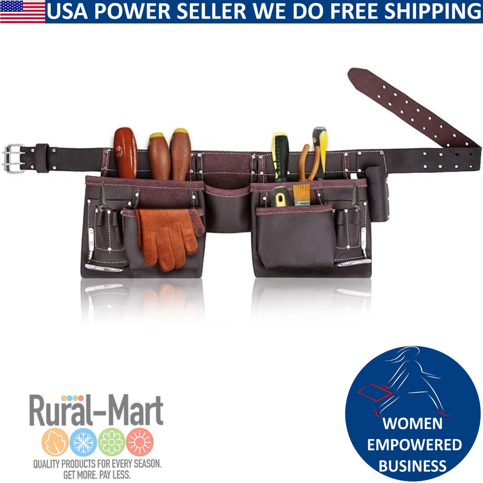 Leather Tool Pouch 12 Pocket Oil-Tanned – Electrician, Builder, Framer
