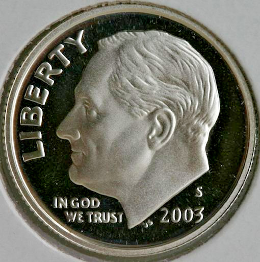 2003 SILVER ROOSEVELT DIME - GEM CAMEO PROOF  COIN  90% SILVER