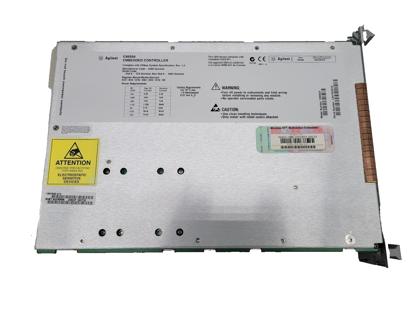 HP Agilent E9850A VXI Embedded Cntroller Module