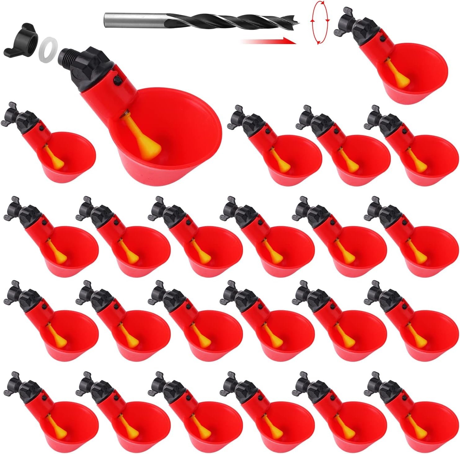 12 Pack Automatic Chicken Waterer Cups Poultry Drinker DIY Duck Quail Turkey
